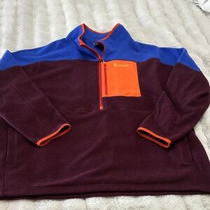 Cotopaxi Men's Zip-Up Sweater - Blue, Burgundy, and Orange